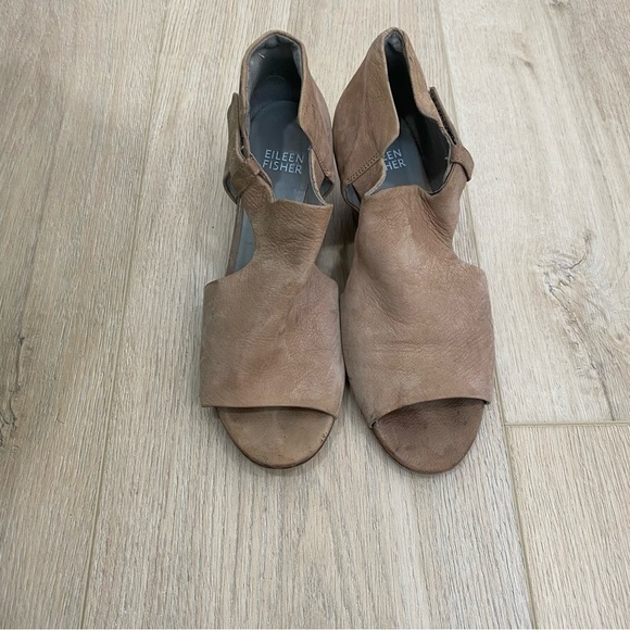 Eileen Fisher Tan Leather Suede Heeled Booties - Picture 1 of 6